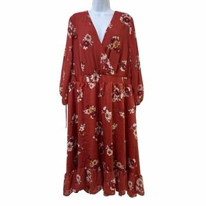 Torrid Midi Floral Chiffon Faux Wrap Midi Dress Size 4X Wedding Special Occasion
